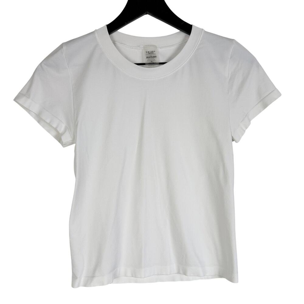 Aritzia Sunday Best Smooth Seamless T-Shirt White Short Sleeve - L